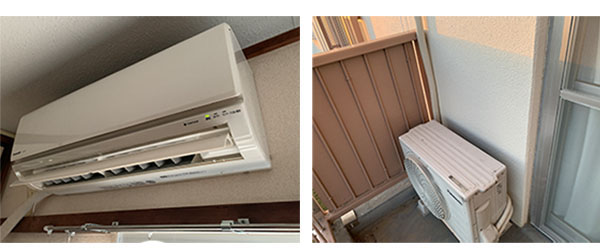 団地にて2.2kw中古エアコン取り付け